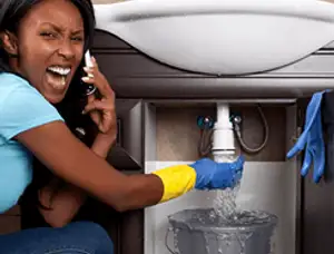 Emergency plumbing repair for a leaking sink drain under a bathroom vanity in Portland, OR